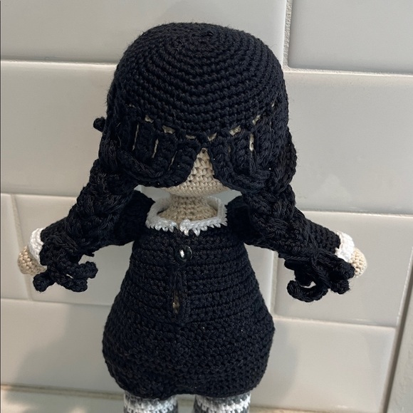 Handcrafted Wednesday Doll Crochet Decor Toy Addams Family - Picture 6 of 12